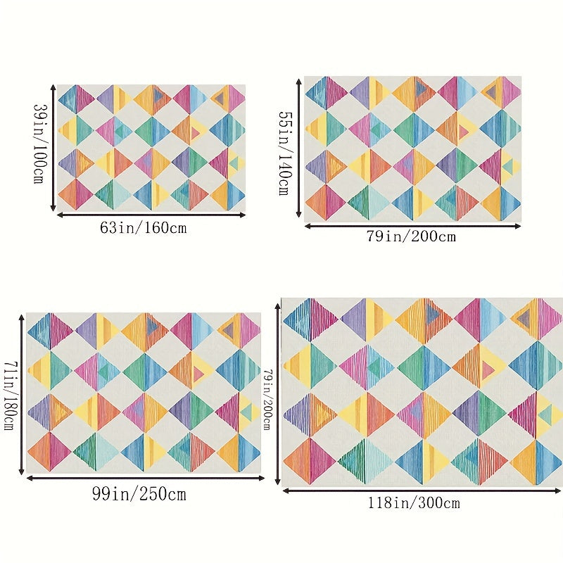 Colorful Rainbow Washable Area Rug Kids Room Stain Resistant Non Slip