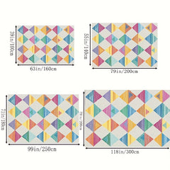 Colorful Rainbow Washable Area Rug Kids Room Stain Resistant Non Slip
