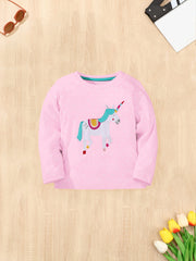 Girls Cartoon Embroidered Long Sleeve Tee