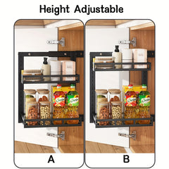 Cabinet Pull-Out Storage Rack for Kitchen and Bathroom Organization