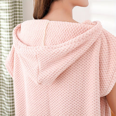 Women's Hooded Bathrobe with Hat and Towel Set