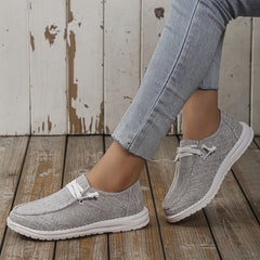 Women's Slip-On Sneakers Lace-Up Flat Canvas Shoes