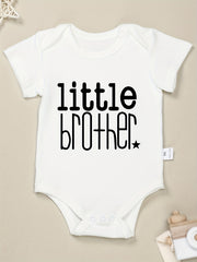 Baby Boys Little Brother Print Romper Soft Bodysuit for Summer