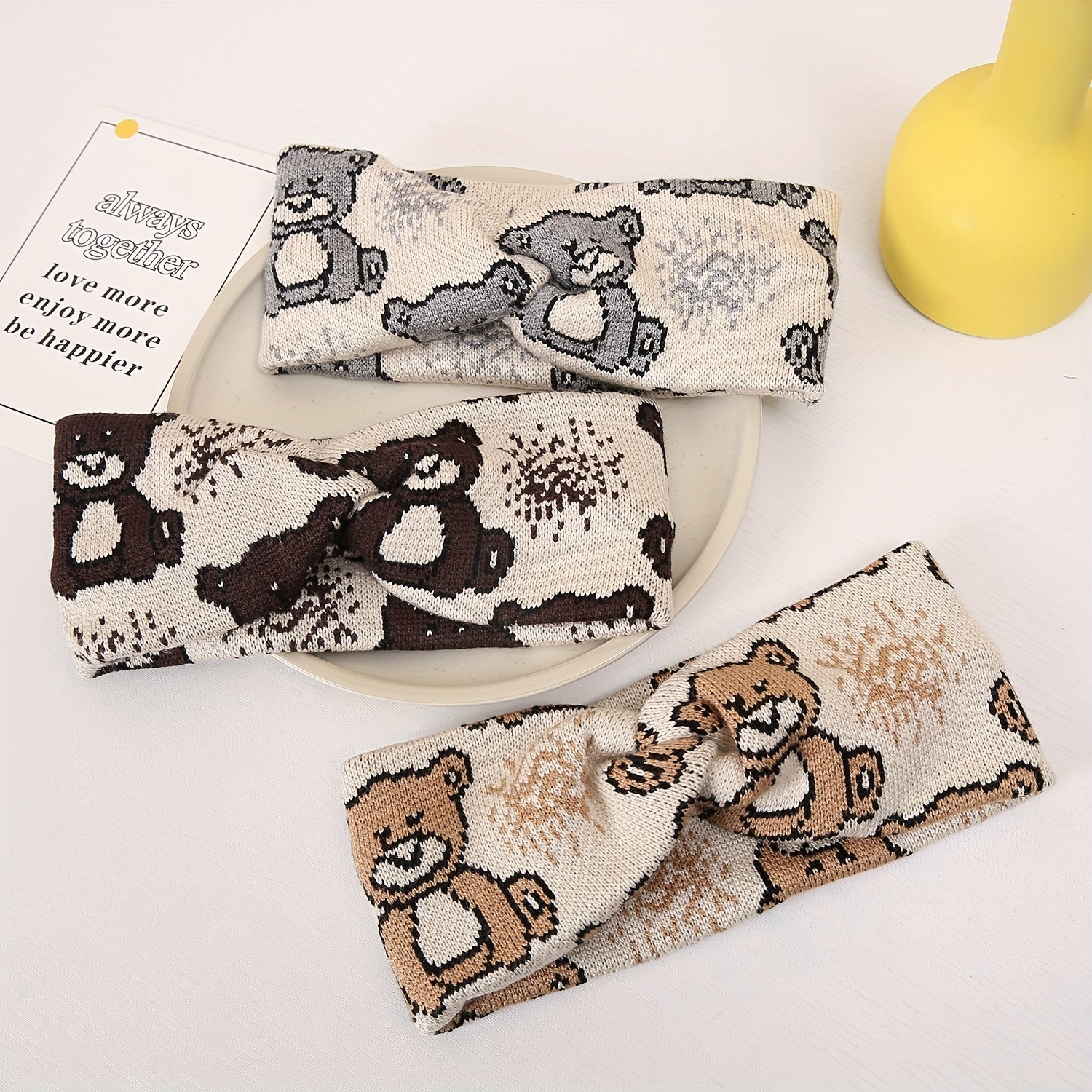 Boho Little Bear Knit Hairband Wide Edge Headband