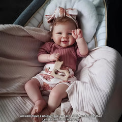 19in Realistic Vinyl Smiling Reborn Doll w/Fabric Body Hand Implanted Hair