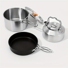 3pcs Outdoor Stainless Steel Cookware Set for Camping