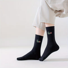 5 Pairs Funny Crocodile Print Crew Socks Women's Stockings