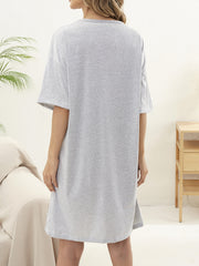 Women's Letter Print NightDress Short Sleeve Pajama Dress