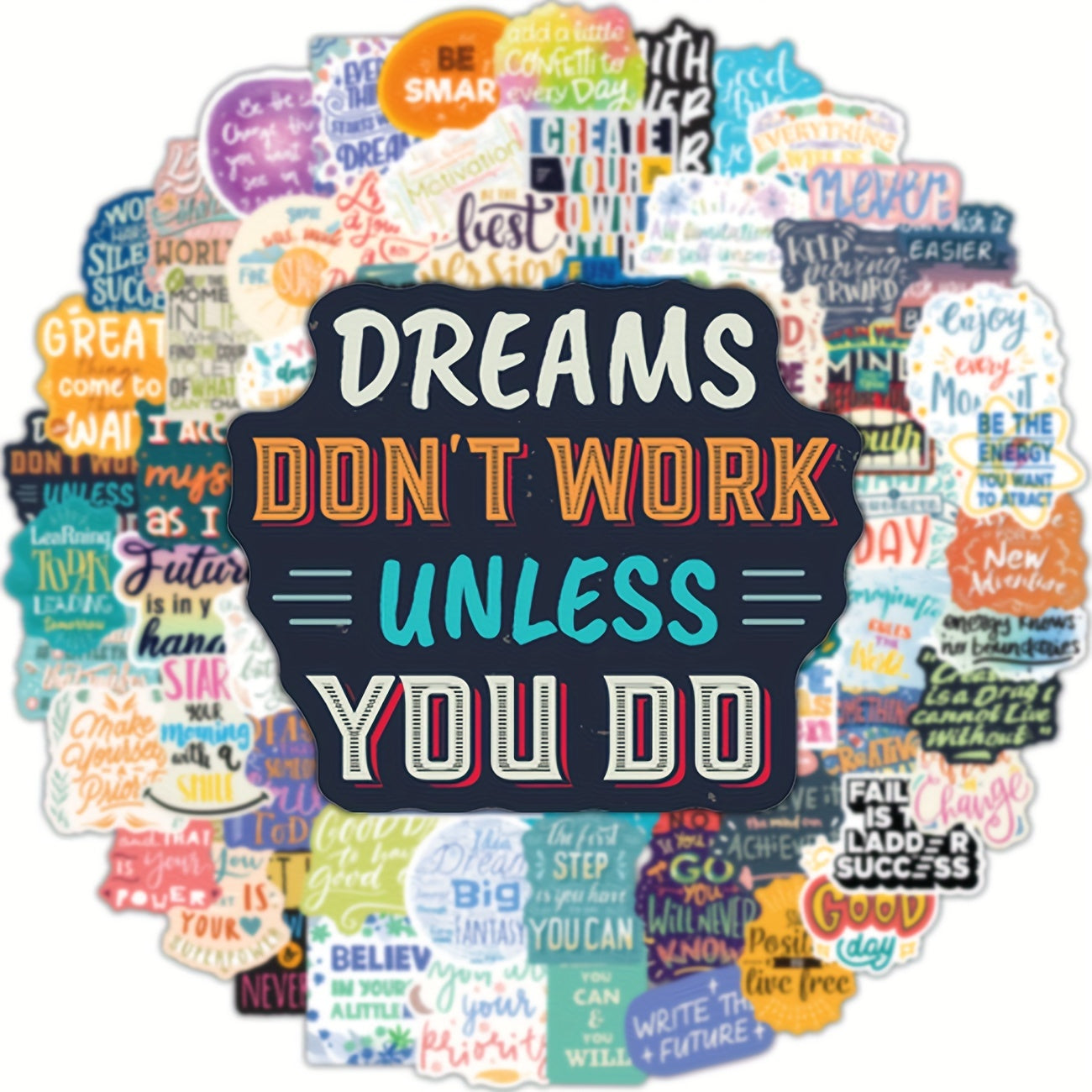 100pcs Motivational Vinyl Stickers for Laptops and Bottles