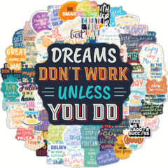 100pcs Motivational Vinyl Stickers for Laptops and Bottles