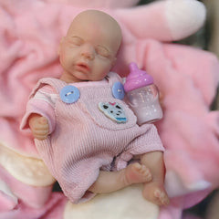 6 Inch Soft Silicone Reborn Girl Doll with Pink Closed Eyes