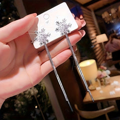 Snowflake Tassel Earrings Stud Party Jewelry Holiday Gift For Women