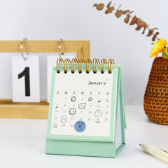 Green Mini Desk Calendar for Office and School Use