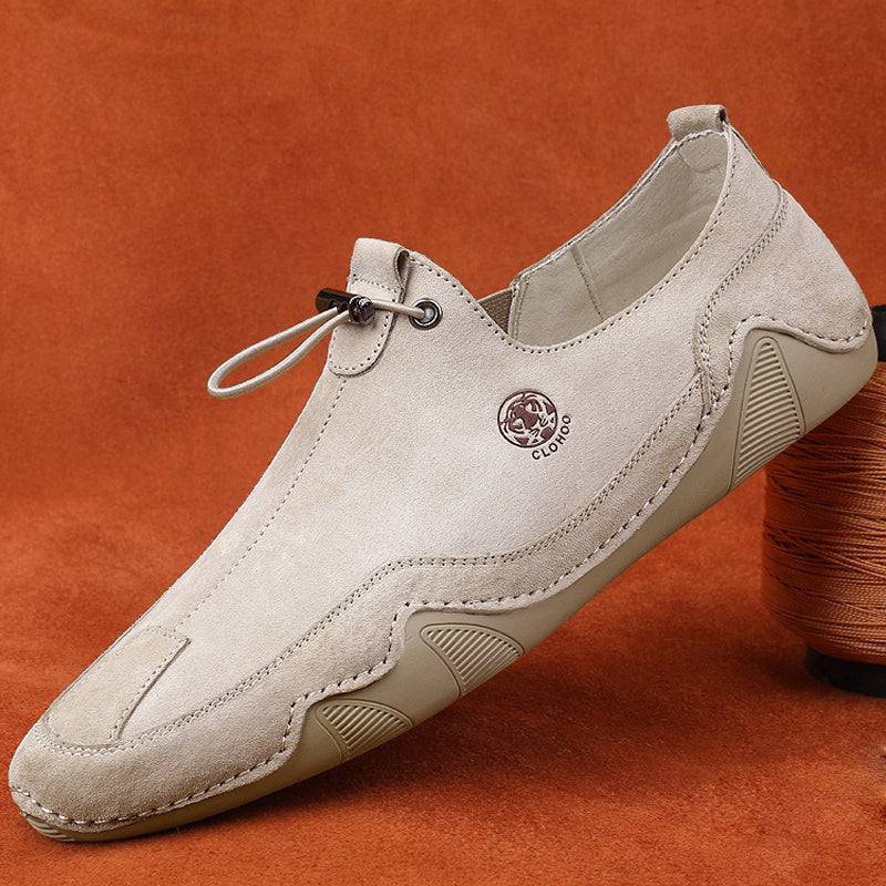 CLOHOO Men's Slip On Shoes Khaki Grey