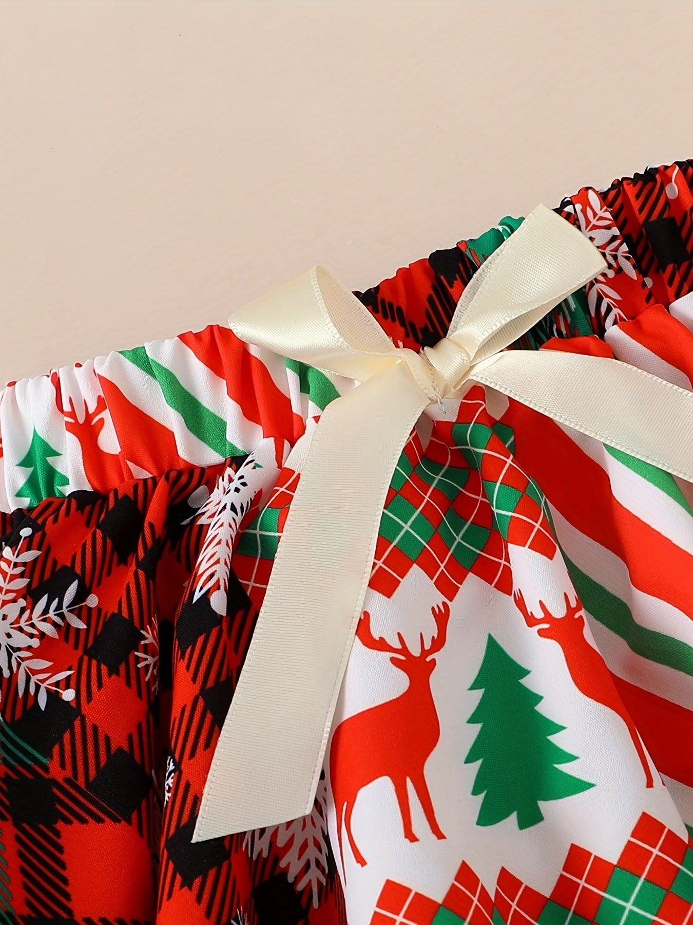 Baby Girls Christmas Romper Set Long Sleeve Letter Graphic Jumpsuit & Short Skir