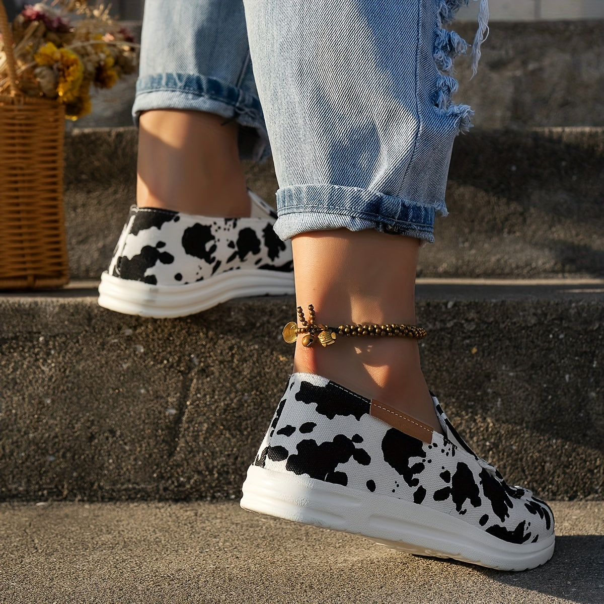 Women's Flat Canvas Shoes Casual Anti-skid Slip On Lightweight Loafers