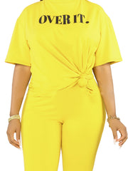 OVERIT Print Two piece Set Crew Neck Short Sleeve Top & Biker Shorts