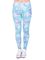 Flower Print Long Leggings High Waist Casual Stretchy All Seasons