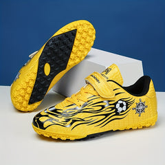 Kids Turf Football Boots Hook Loop Fastener Outdoor TF Soccer Cleats