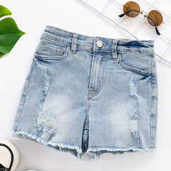 Girls Distressed Denim Shorts for Outdoor Summer Beach Kids