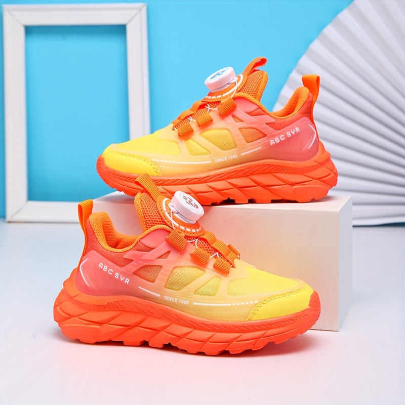Boys' Low Top Sneakers with Rotating Button Breathable Running Shoes