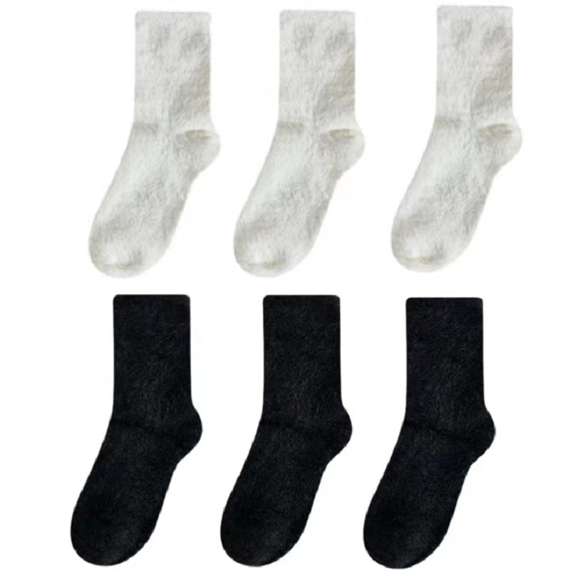 6 Pairs Girls Kids Fleece Warm Winter Crew Socks