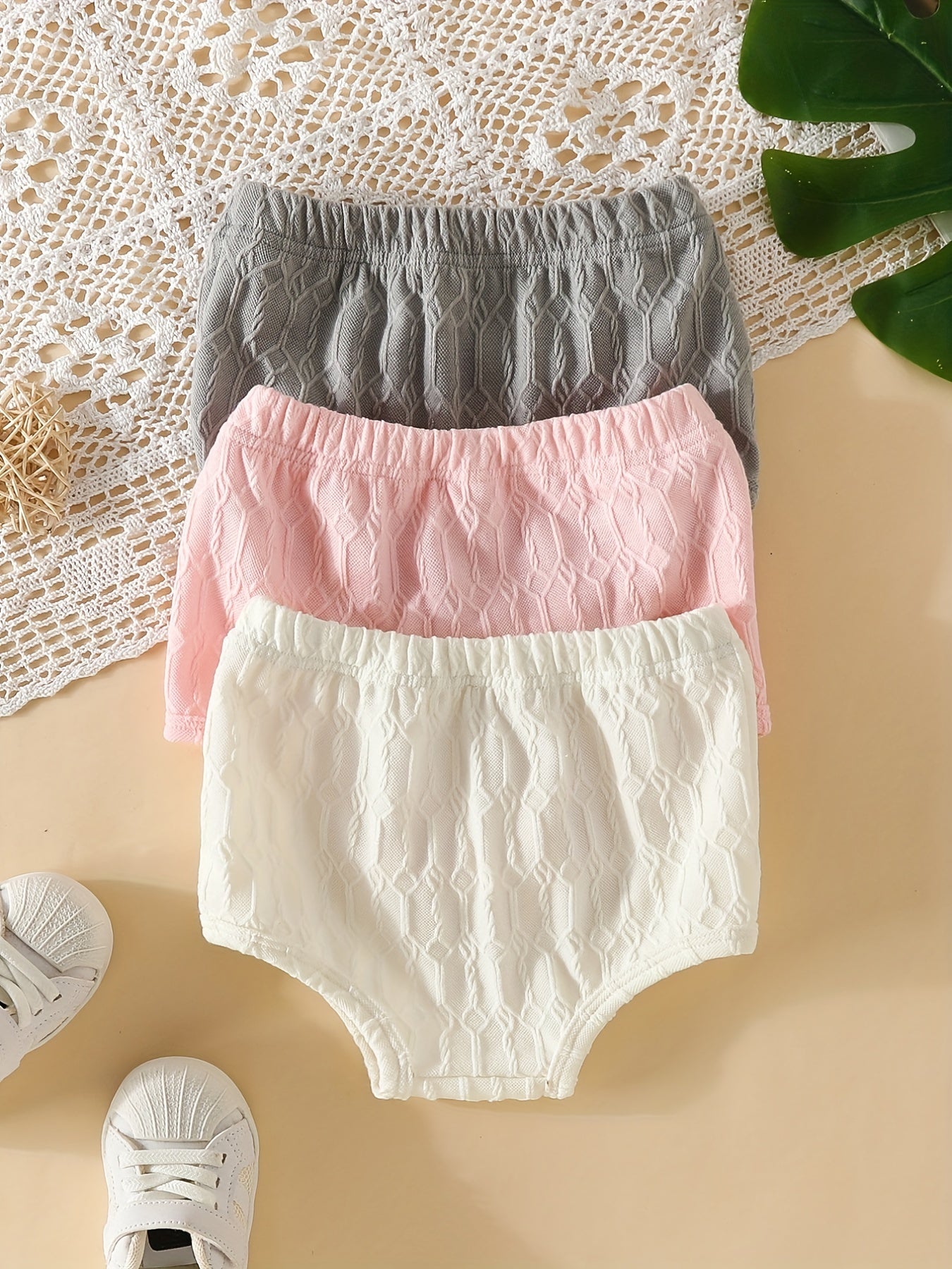 3pcs Cozy Baby Shorts Autumn Winter Elastic Waist Casual Shorts