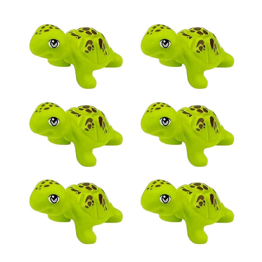 6pcs Turtle Building Block Accessories Dark & Light Green