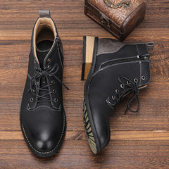 Men's PU Leather Casual Ankle Boots High Top Dress Shoes