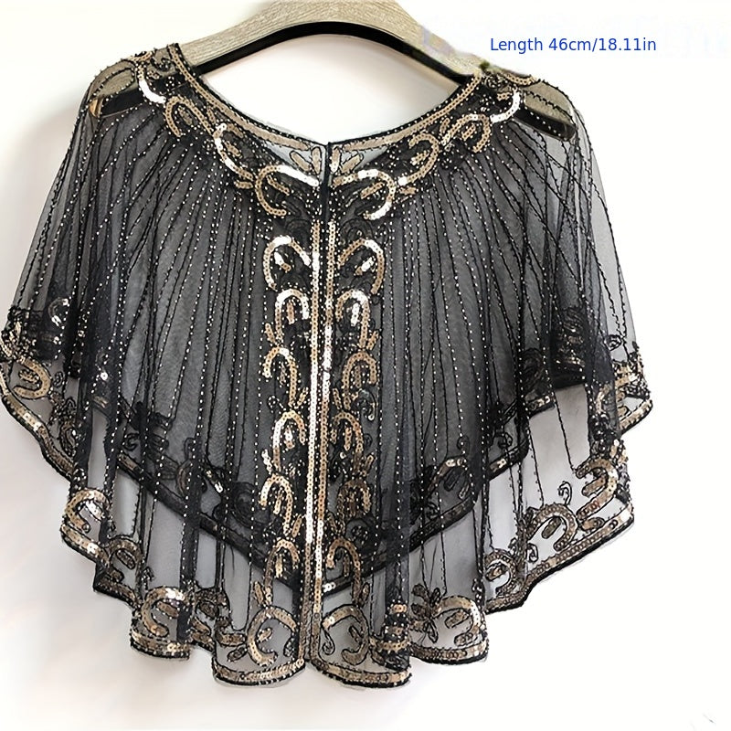 Vintage Sequin Embroidered Shawl 1920s Wraps Beaded Bridal Shawls