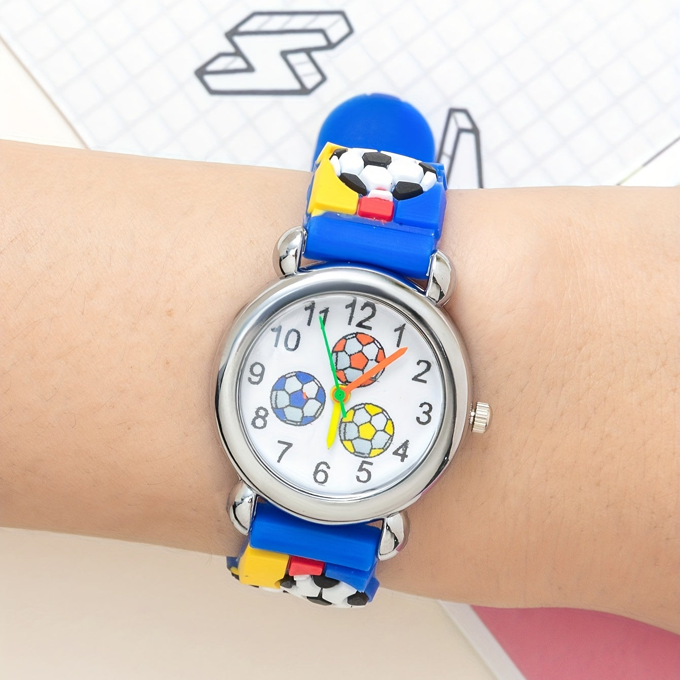 Boys Cartoon Soccer Silicone Sports Watch