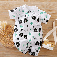 Baby Boy Panda Print Short Sleeve Romper