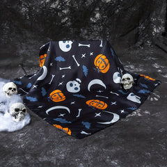 Skull Pumpkin Print Bandana Navy Halloween Neckerchief Hip Hop Head Wraps