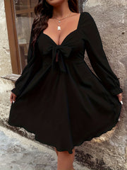 Flounce Sleeve Sweetheart Neck Swing Dress