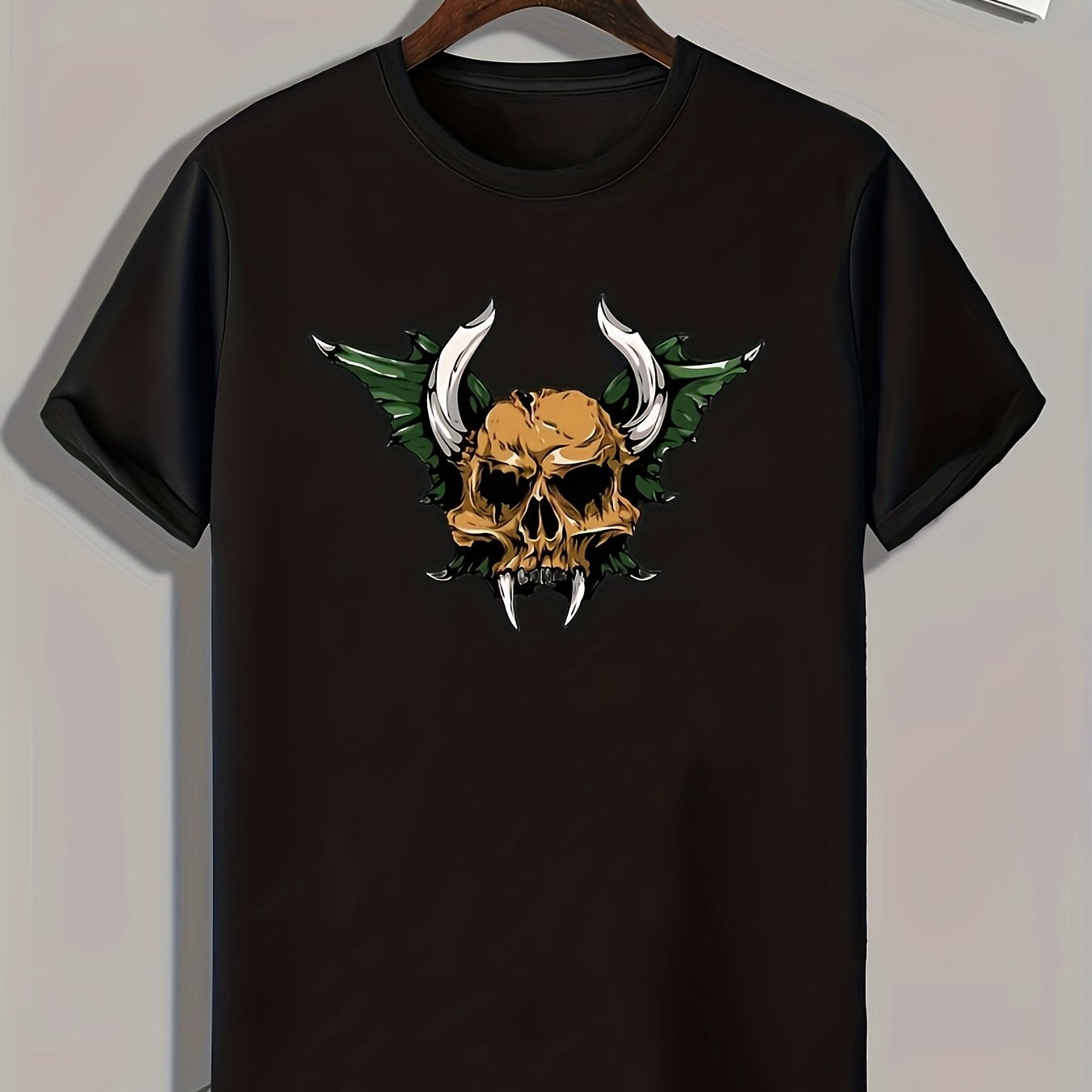 Skull Pattern Print Men's Sports T-shirt Graphic Tee