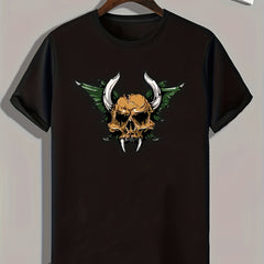 Skull Pattern Print Men's Sports T-shirt Graphic Tee
