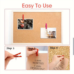 50 Wooden Clip Pushpins for Artwork & Notes