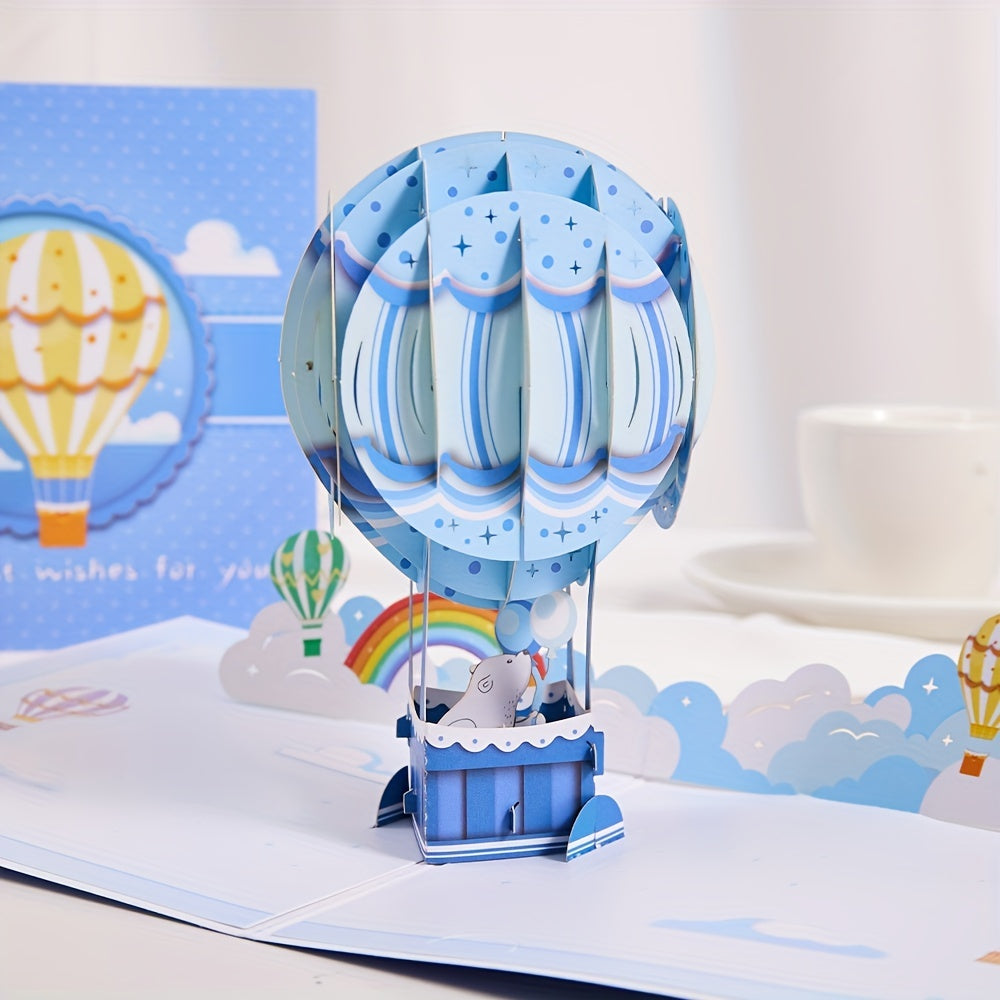 3D Pop Up Hot Air Balloon Greeting Card - Perfect for Various Occasions