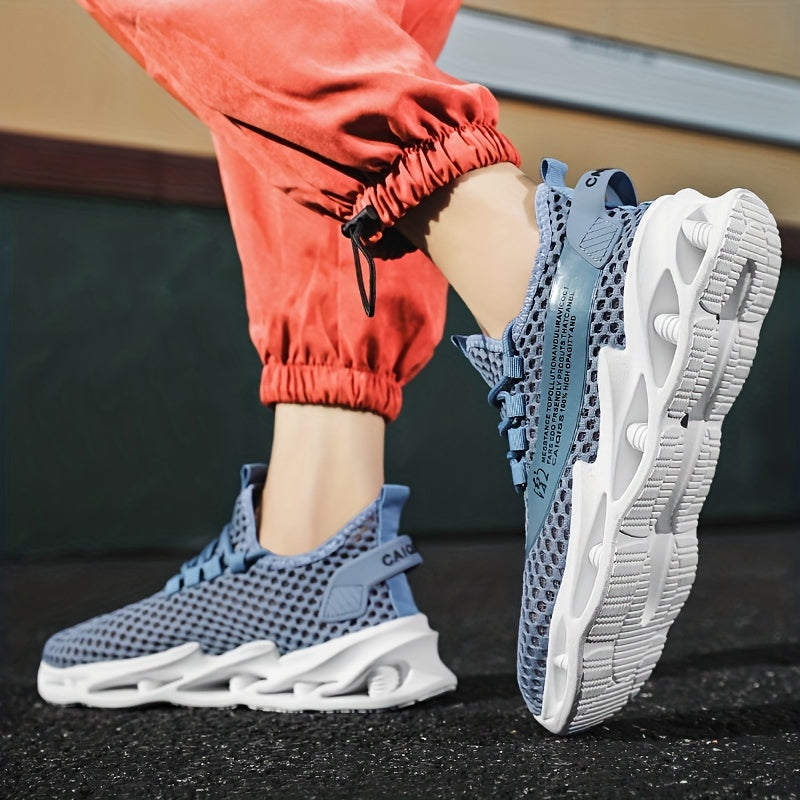 Men's Breathable Lace Up Knitted Blade Sneakers -Casual Outdoor Walking Shoes