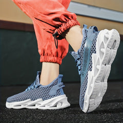 Men's Breathable Lace Up Knitted Blade Sneakers -Casual Outdoor Walking Shoes