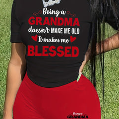 Slogan Print Top & Shorts Set