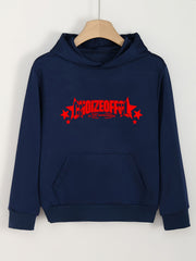 Girls' Letter Print Hoodies With Pocket Pullover For Spring Fall Sports Gift
