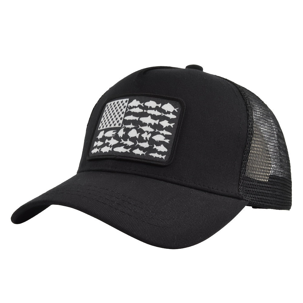 American Fish Flag Baseball Cap for Fishing and Hiking