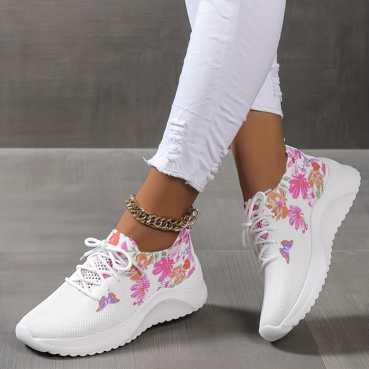 Butterfly & Flower Pattern Soft Sole Woven Shoes