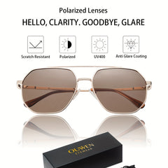 Polarized Aviator Sunglasses Men Golden Frame UV400 Protection