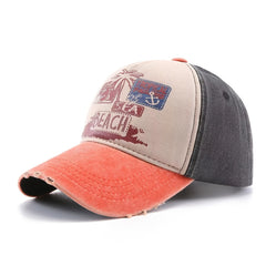 Men's Beach Print Distressed Baseball Cap