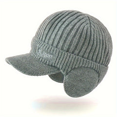 Winter Men's Earflaps Knitted Hat Thick Wool Warm Hat Outdoor Cycling
