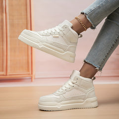 Women's Faux Leather Chunky Sneakers Casual Wear Resistance Non Slip Shoes