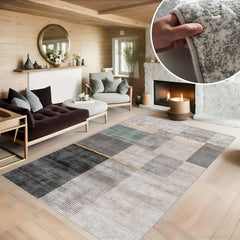 Modern Boho Area Rug Geometric Pattern Non Slip Washable Large Carpet