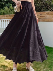 Embroidered Lace Elastic Waist Skirt for Women